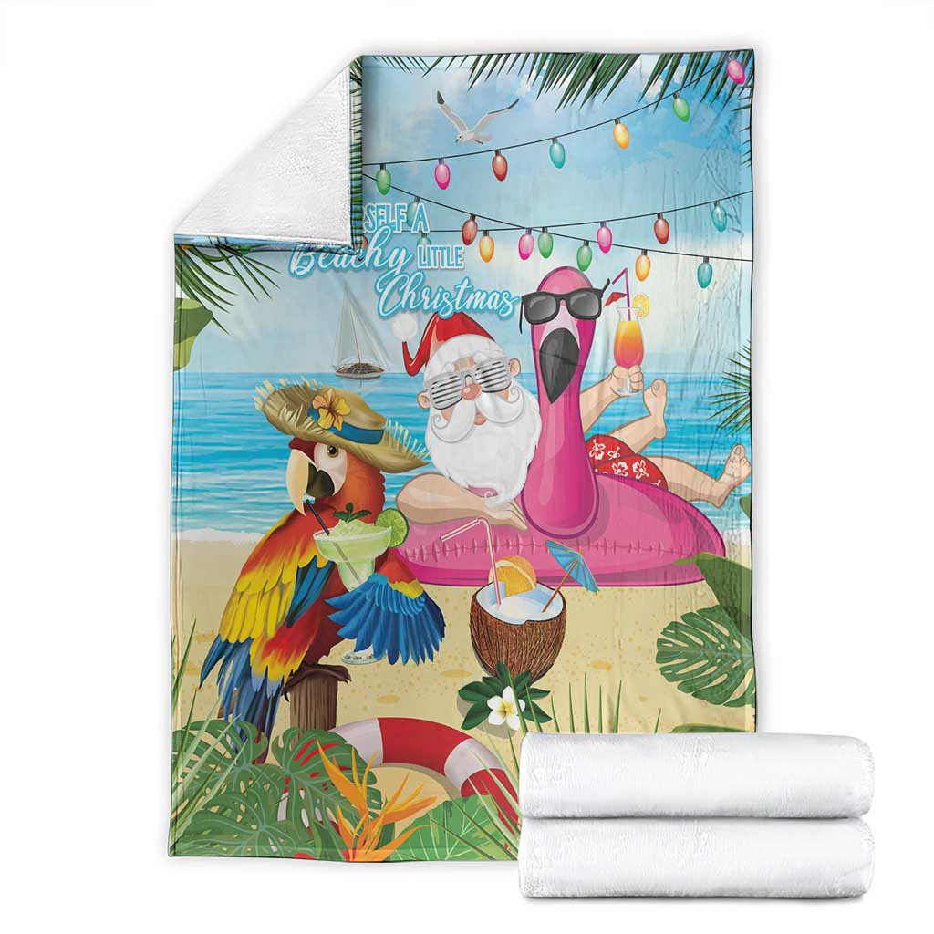 Have Yourself A Beachy Little Christmas Blanket with Santa Chilling - Wonder Print Shop