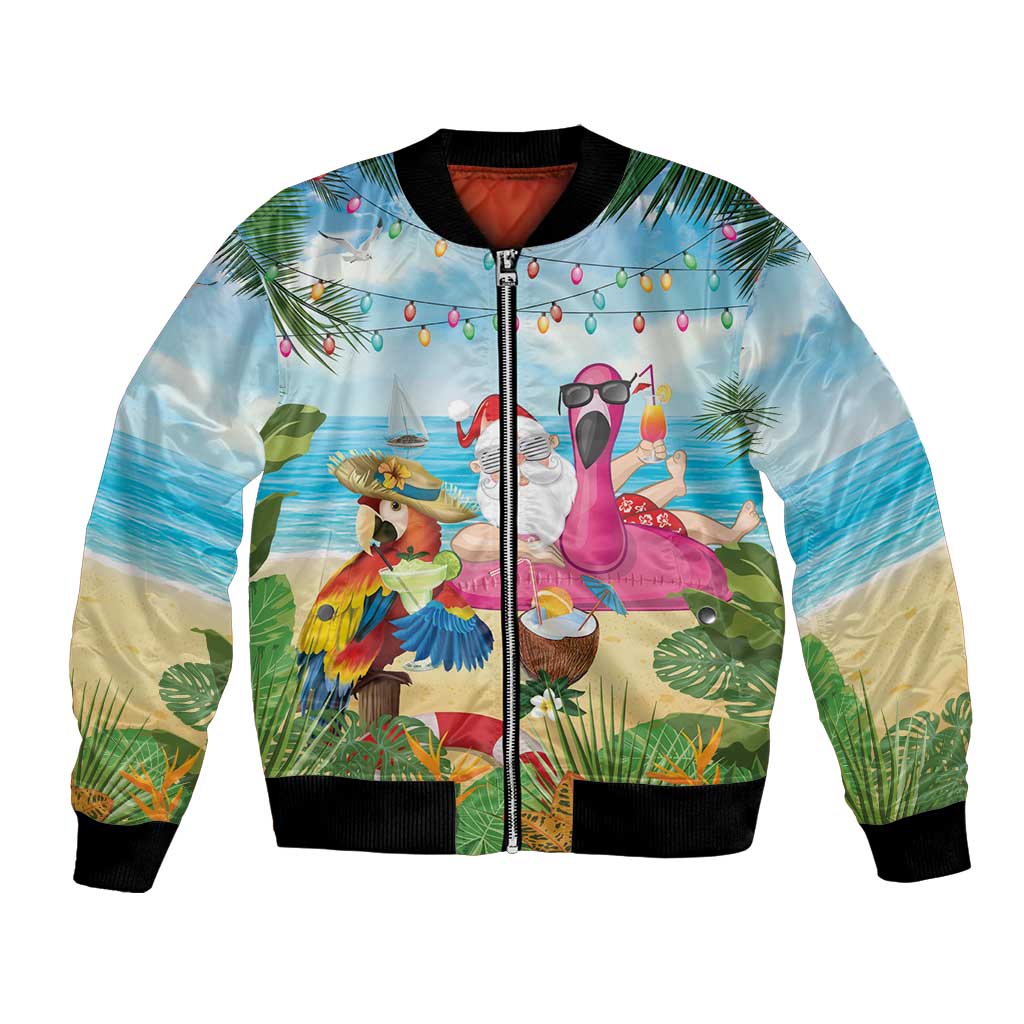 Have Yourself A Beachy Little Christmas Bomber Jacket with Santa Chilling - Wonder Print Shop