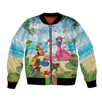 Have Yourself A Beachy Little Christmas Bomber Jacket with Santa Chilling - Wonder Print Shop