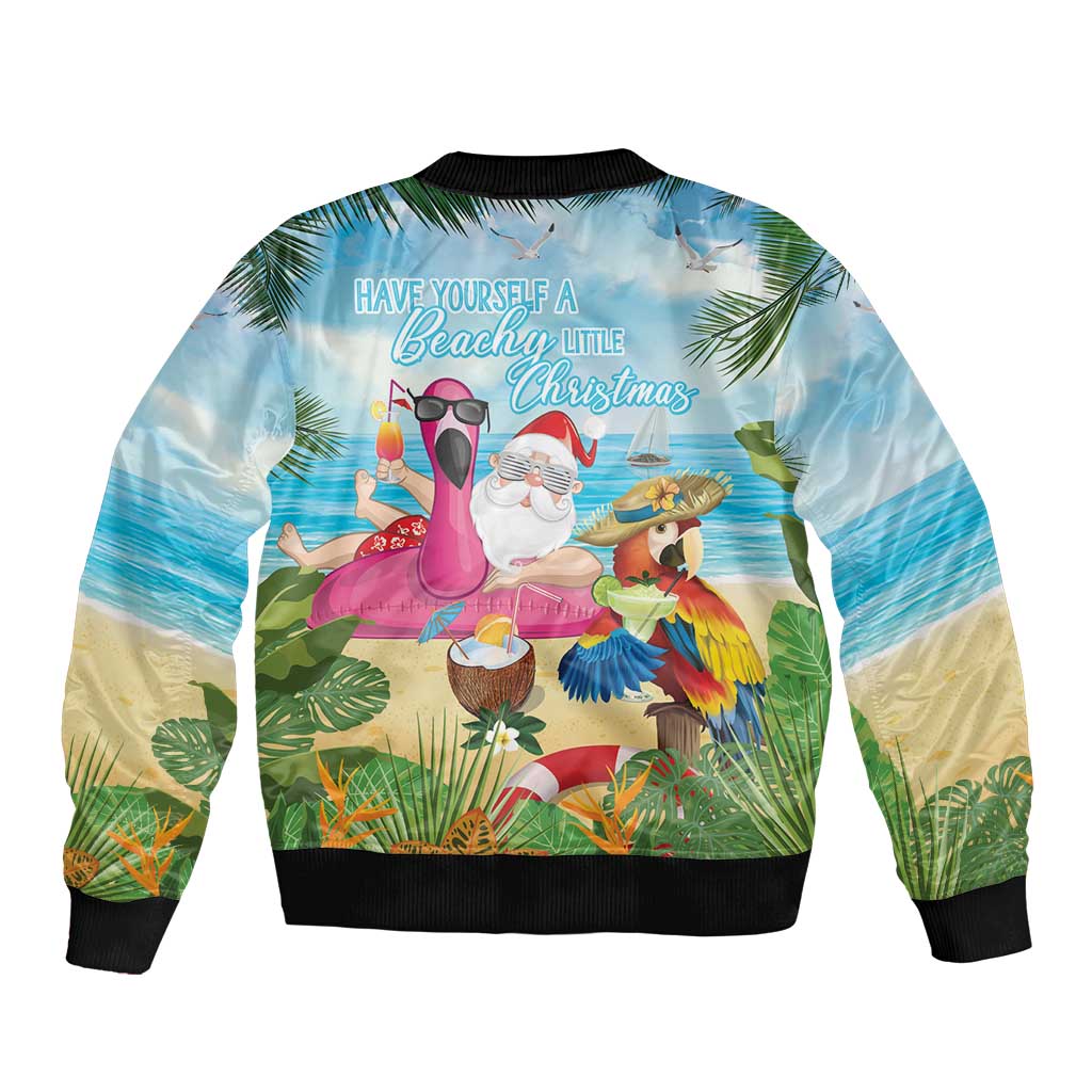 Have Yourself A Beachy Little Christmas Bomber Jacket with Santa Chilling - Wonder Print Shop