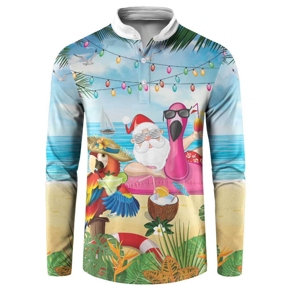 Have Yourself A Beachy Little Christmas Button Sweatshirt with Santa Chilling - Wonder Print Shop