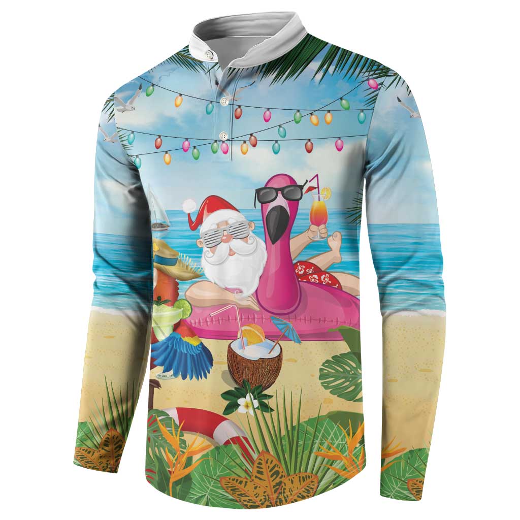 Have Yourself A Beachy Little Christmas Button Sweatshirt with Santa Chilling - Wonder Print Shop