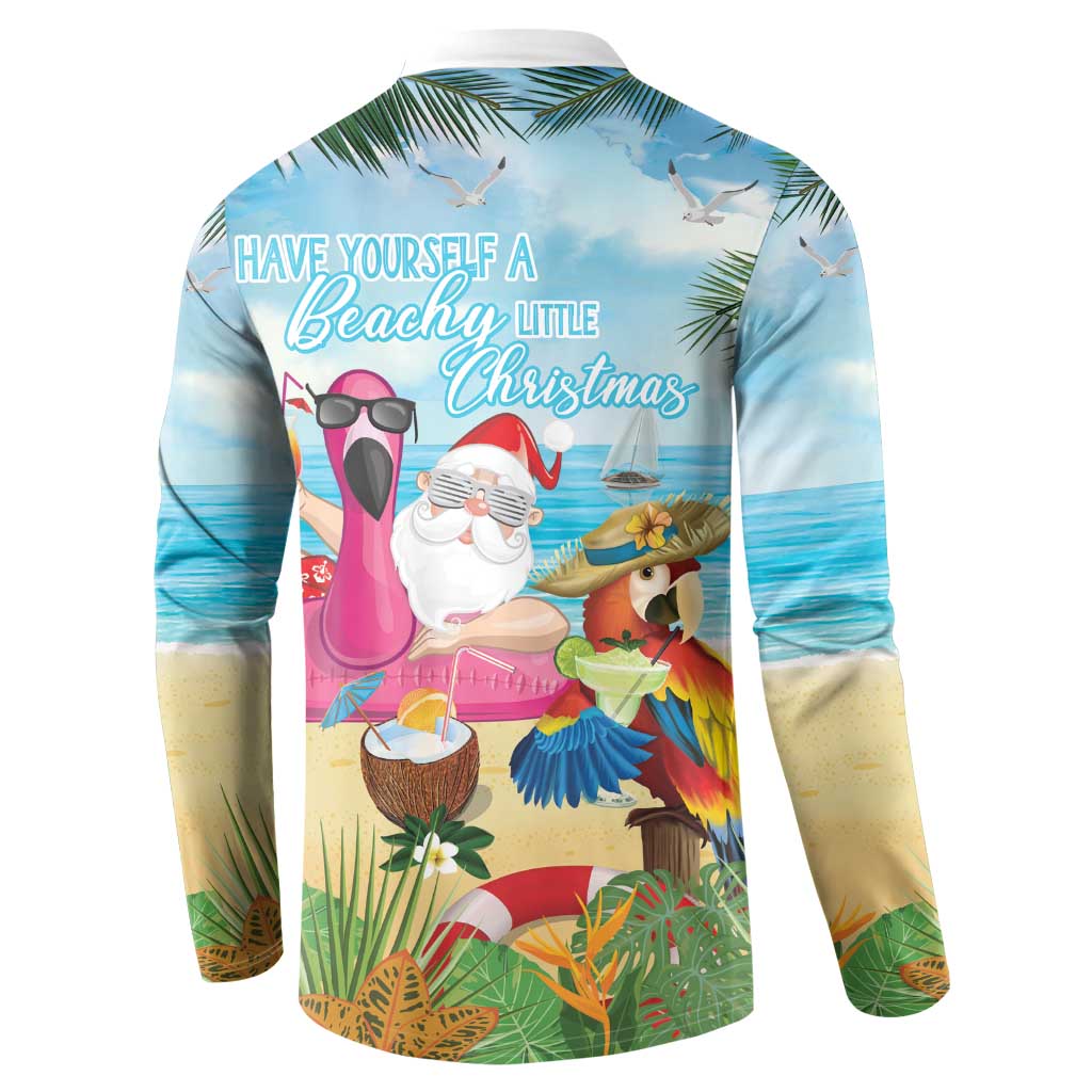 Have Yourself A Beachy Little Christmas Button Sweatshirt with Santa Chilling - Wonder Print Shop