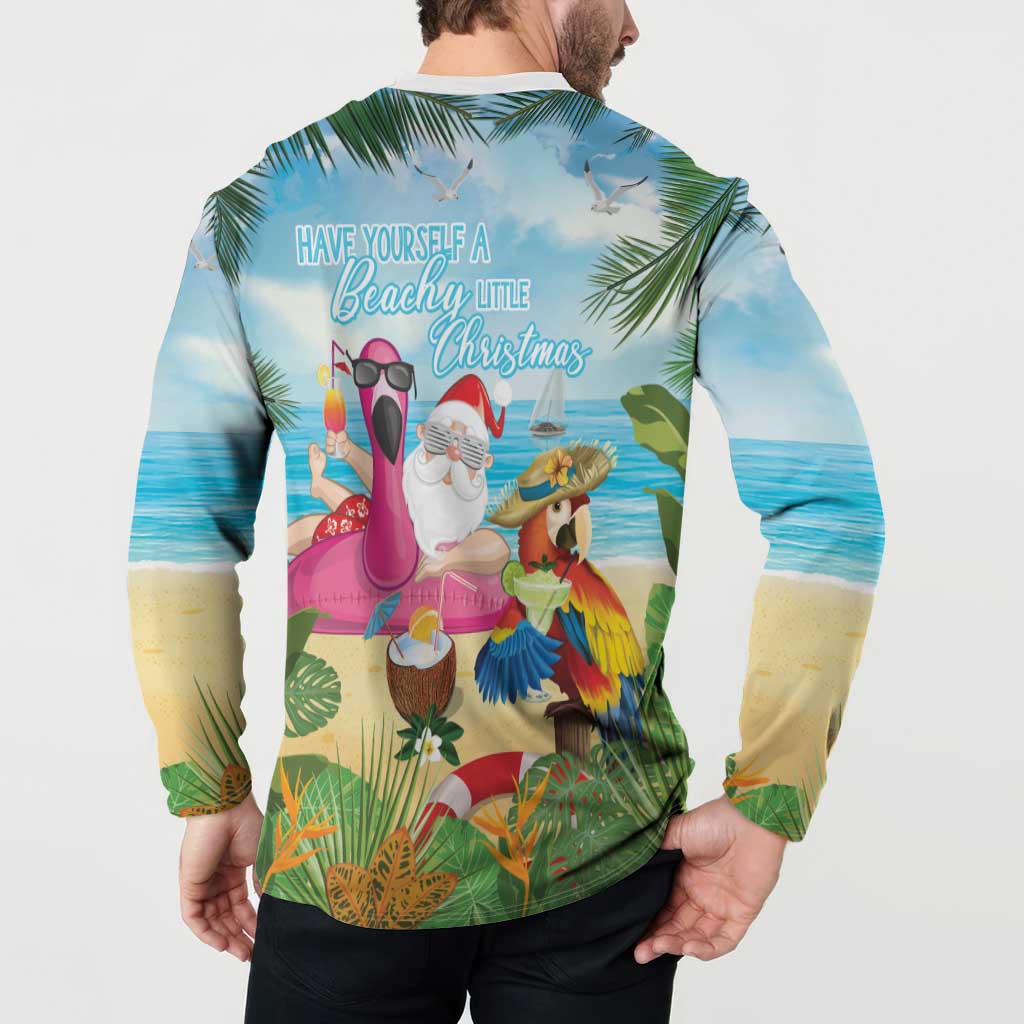 Have Yourself A Beachy Little Christmas Button Sweatshirt with Santa Chilling - Wonder Print Shop