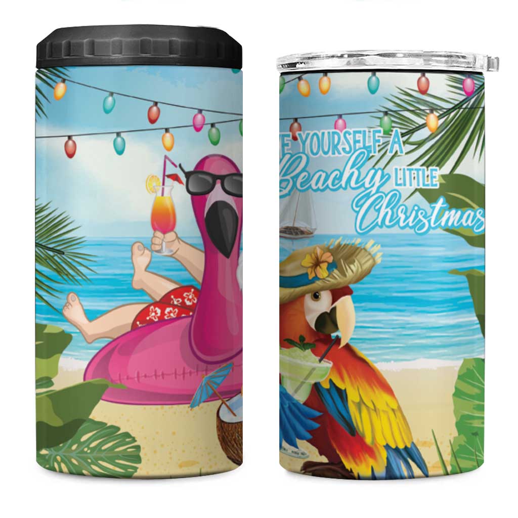 Have Yourself A Beachy Little Christmas 4 in 1 Can Cooler Tumbler with Santa Chilling - Wonder Print Shop