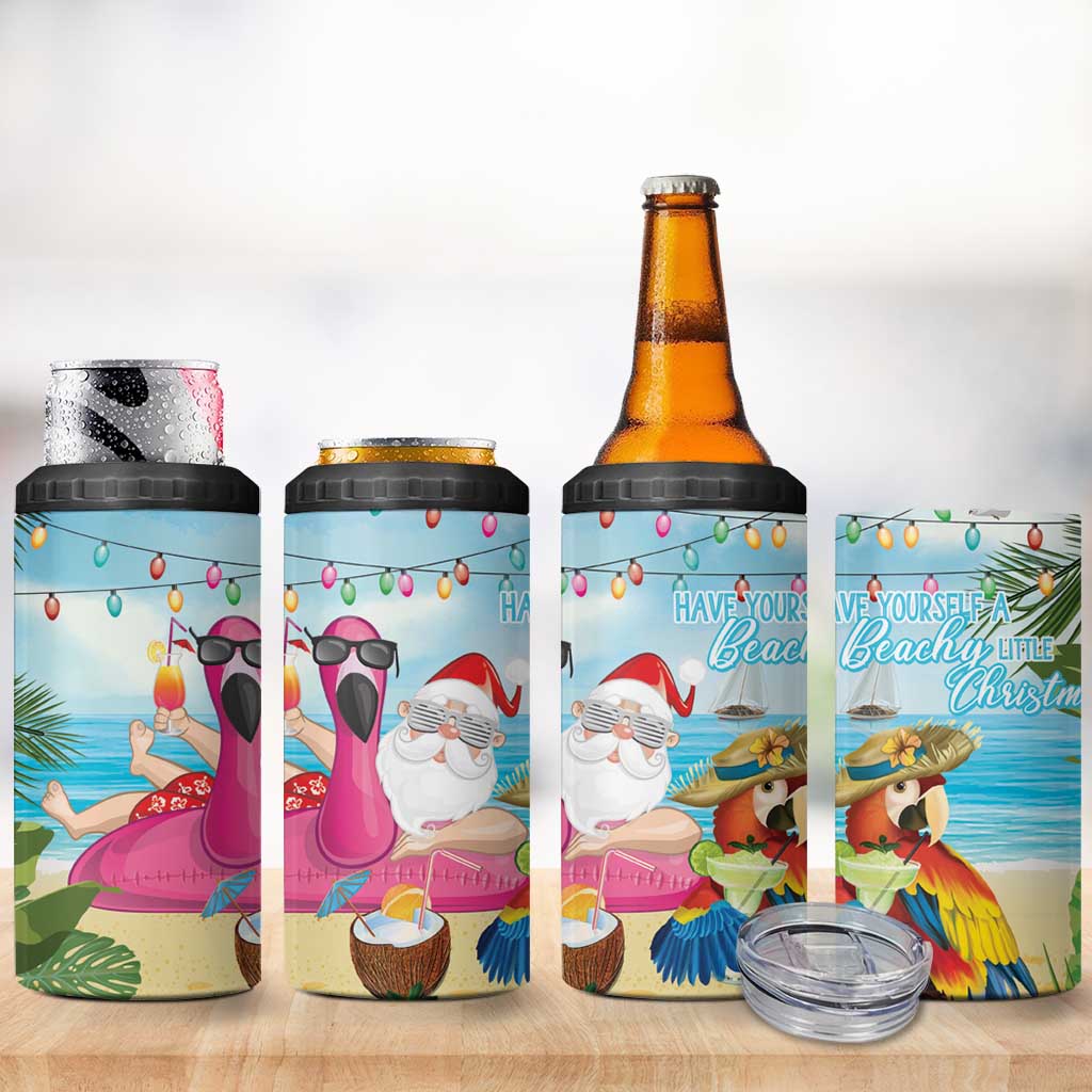 Have Yourself A Beachy Little Christmas 4 in 1 Can Cooler Tumbler with Santa Chilling - Wonder Print Shop