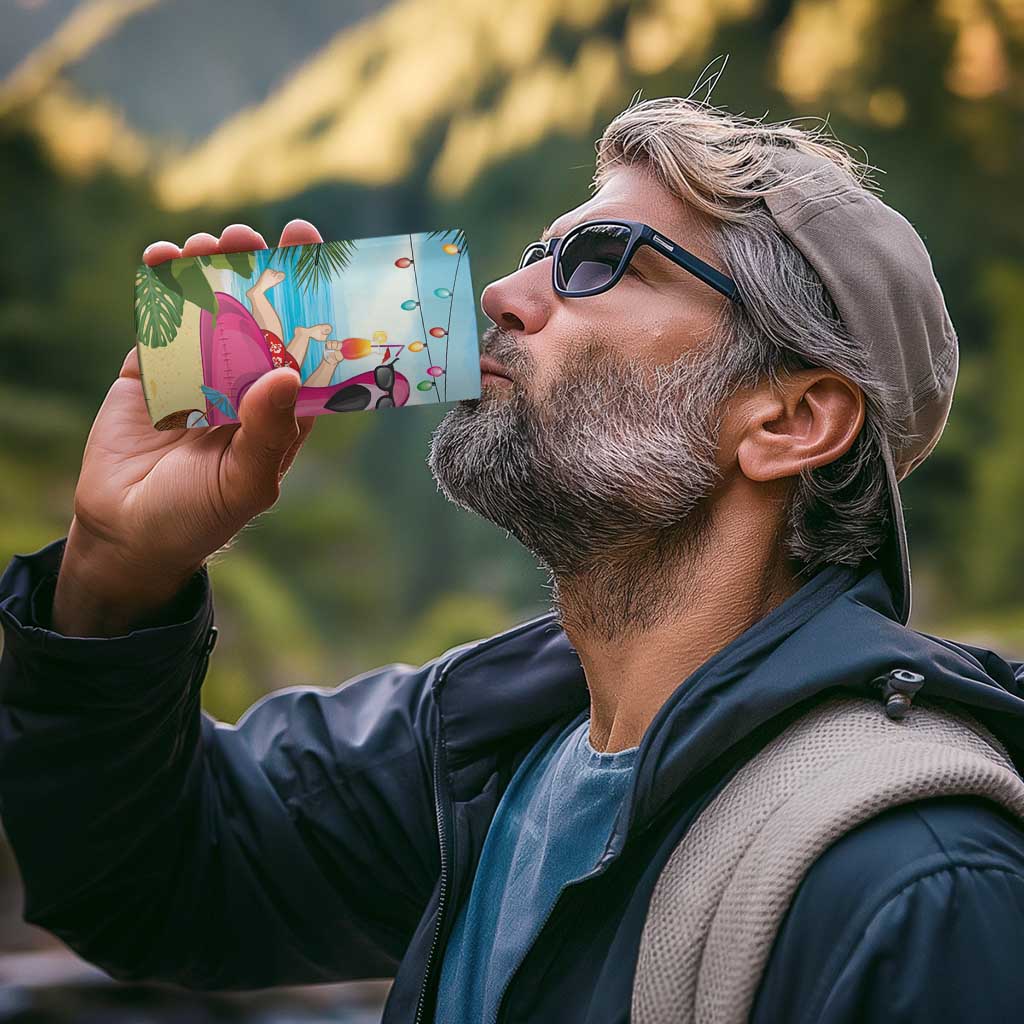 Have Yourself A Beachy Little Christmas 4 in 1 Can Cooler Tumbler with Santa Chilling - Wonder Print Shop