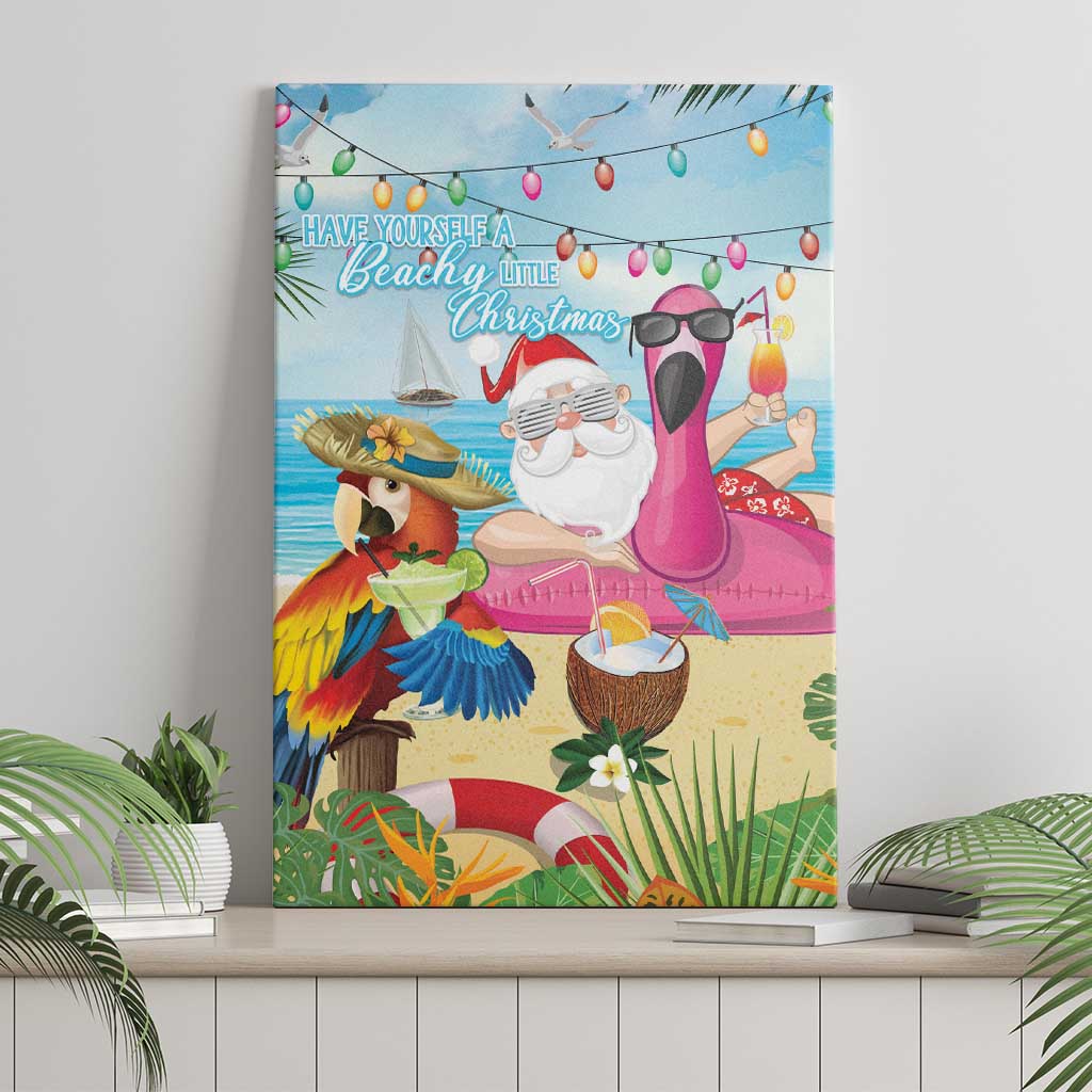 Have Yourself A Beachy Little Christmas Canvas Wall Art with Santa Chilling - Wonder Print Shop