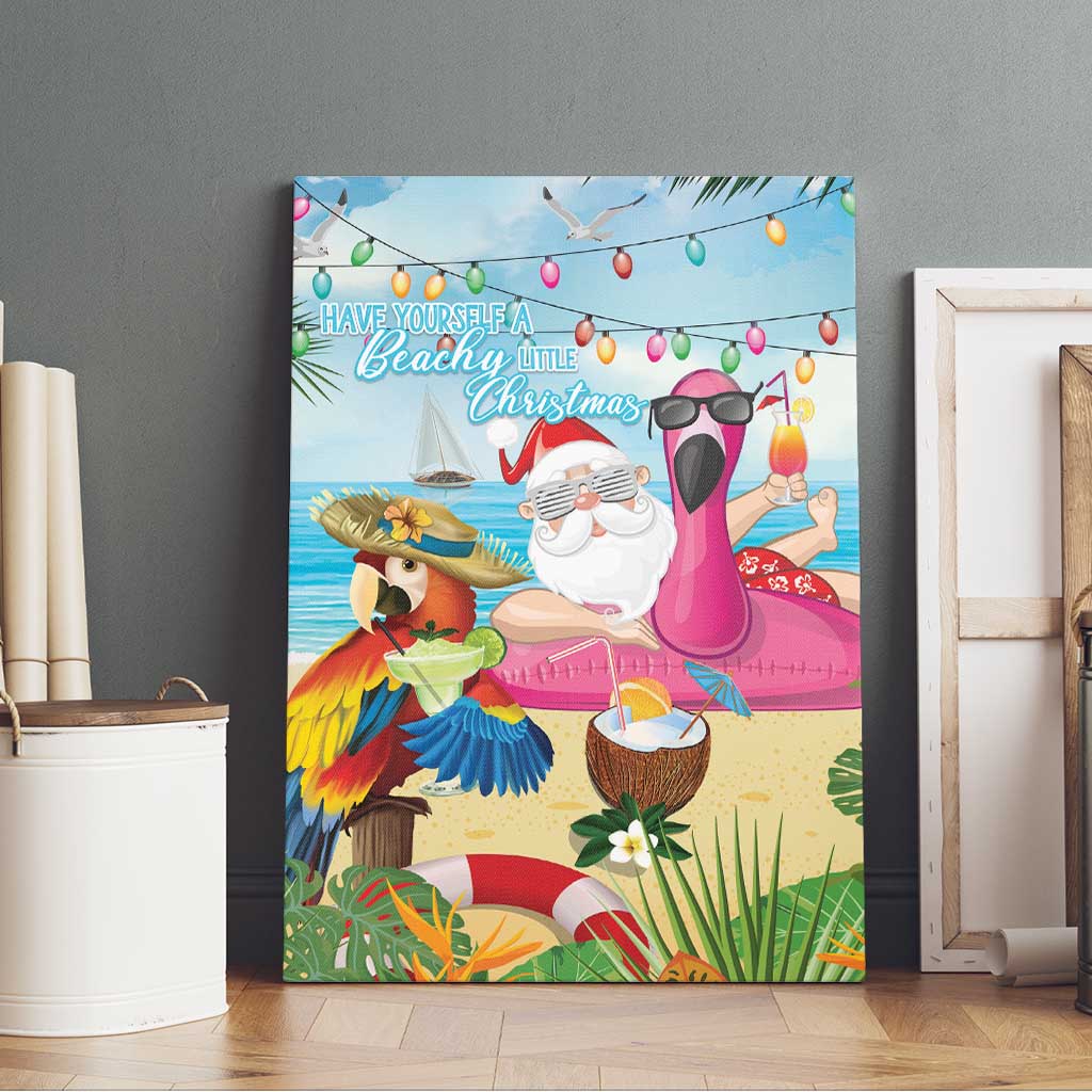 Have Yourself A Beachy Little Christmas Canvas Wall Art with Santa Chilling - Wonder Print Shop
