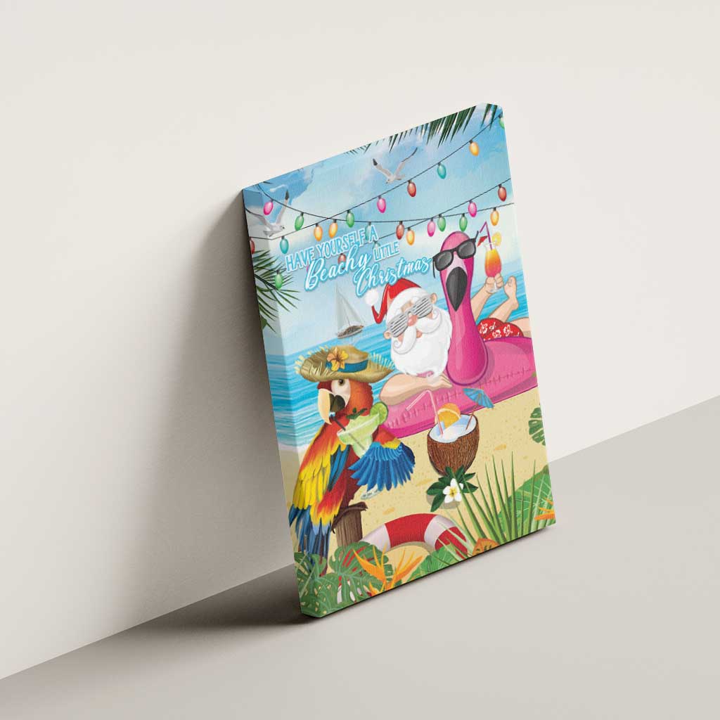 Have Yourself A Beachy Little Christmas Canvas Wall Art with Santa Chilling - Wonder Print Shop