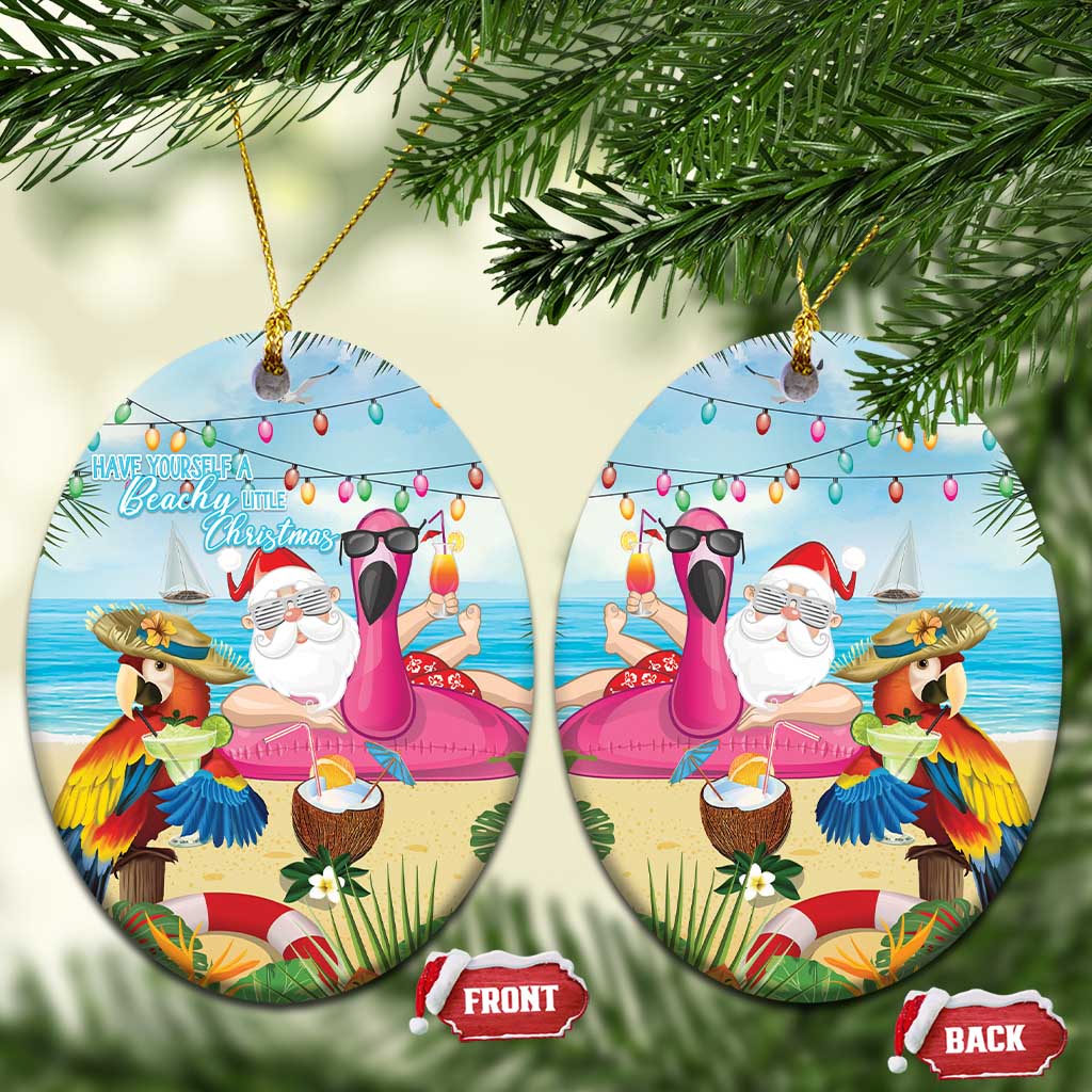 Have Yourself A Beachy Little Christmas Ceramic Ornament with Santa Chilling - Wonder Print Shop