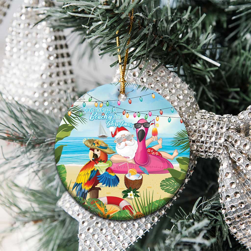 Have Yourself A Beachy Little Christmas Ceramic Ornament with Santa Chilling - Wonder Print Shop