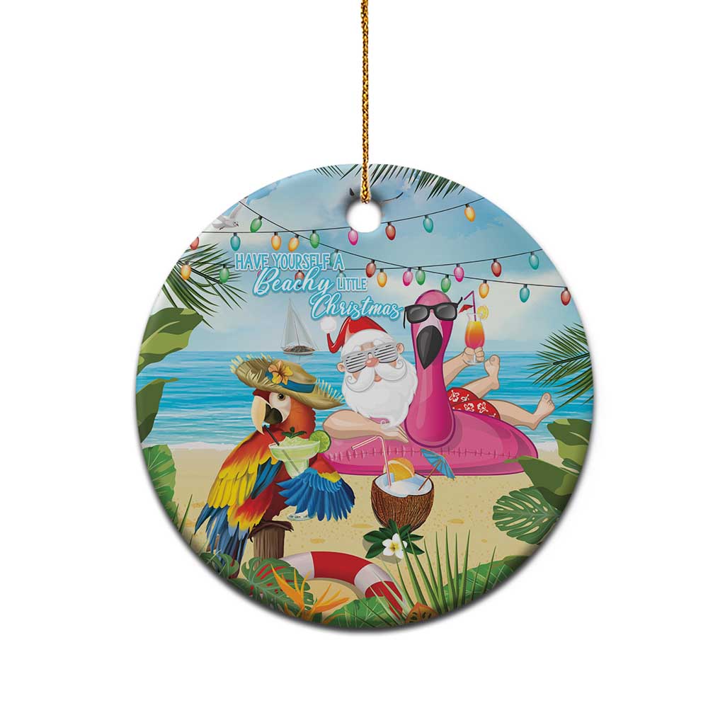 Have Yourself A Beachy Little Christmas Ceramic Ornament with Santa Chilling - Wonder Print Shop