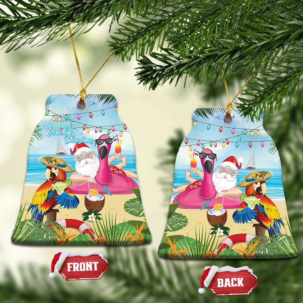 Have Yourself A Beachy Little Christmas Ceramic Ornament with Santa Chilling - Wonder Print Shop