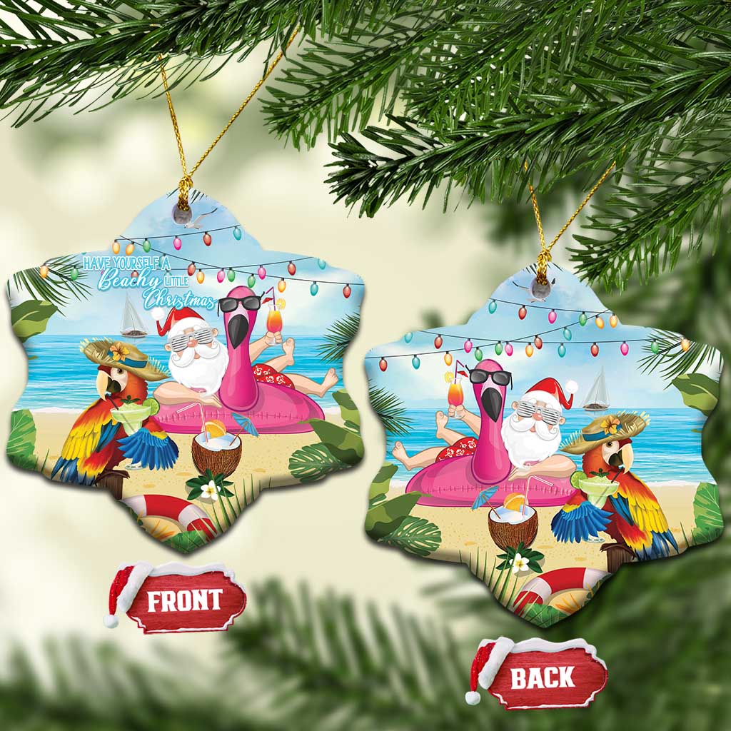 Have Yourself A Beachy Little Christmas Ceramic Ornament with Santa Chilling - Wonder Print Shop