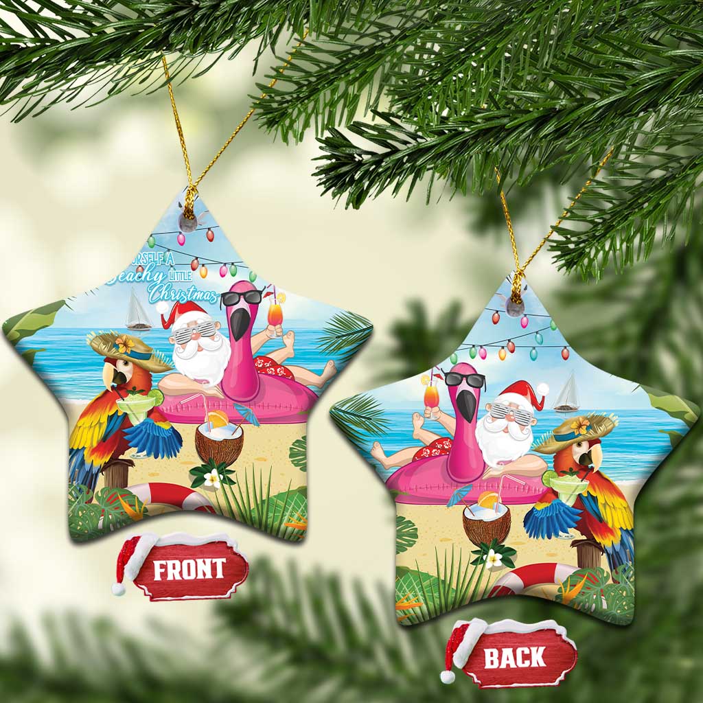 Have Yourself A Beachy Little Christmas Ceramic Ornament with Santa Chilling - Wonder Print Shop