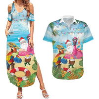 Have Yourself A Beachy Little Christmas Couples Matching Summer Maxi Dress and Hawaiian Shirt with Santa Chilling - Wonder Print Shop