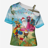 Have Yourself A Beachy Little Christmas Cross Shoulder Shirt with Santa Chilling - Wonder Print Shop