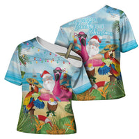 Have Yourself A Beachy Little Christmas Cross Shoulder Shirt with Santa Chilling - Wonder Print Shop