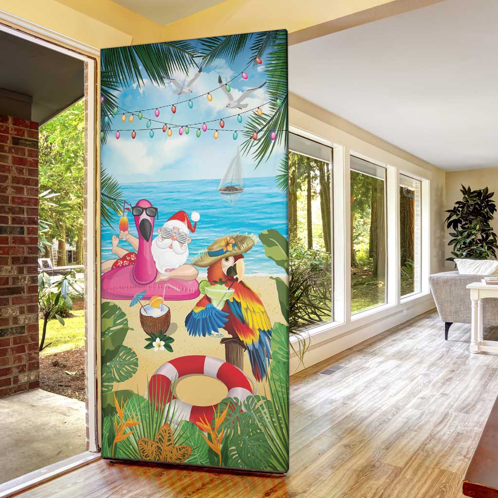 Have Yourself A Beachy Little Christmas Door Cover with Santa Chilling - Wonder Print Shop