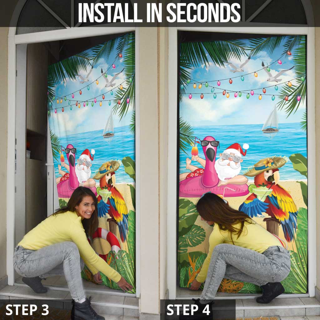 Have Yourself A Beachy Little Christmas Door Cover with Santa Chilling - Wonder Print Shop