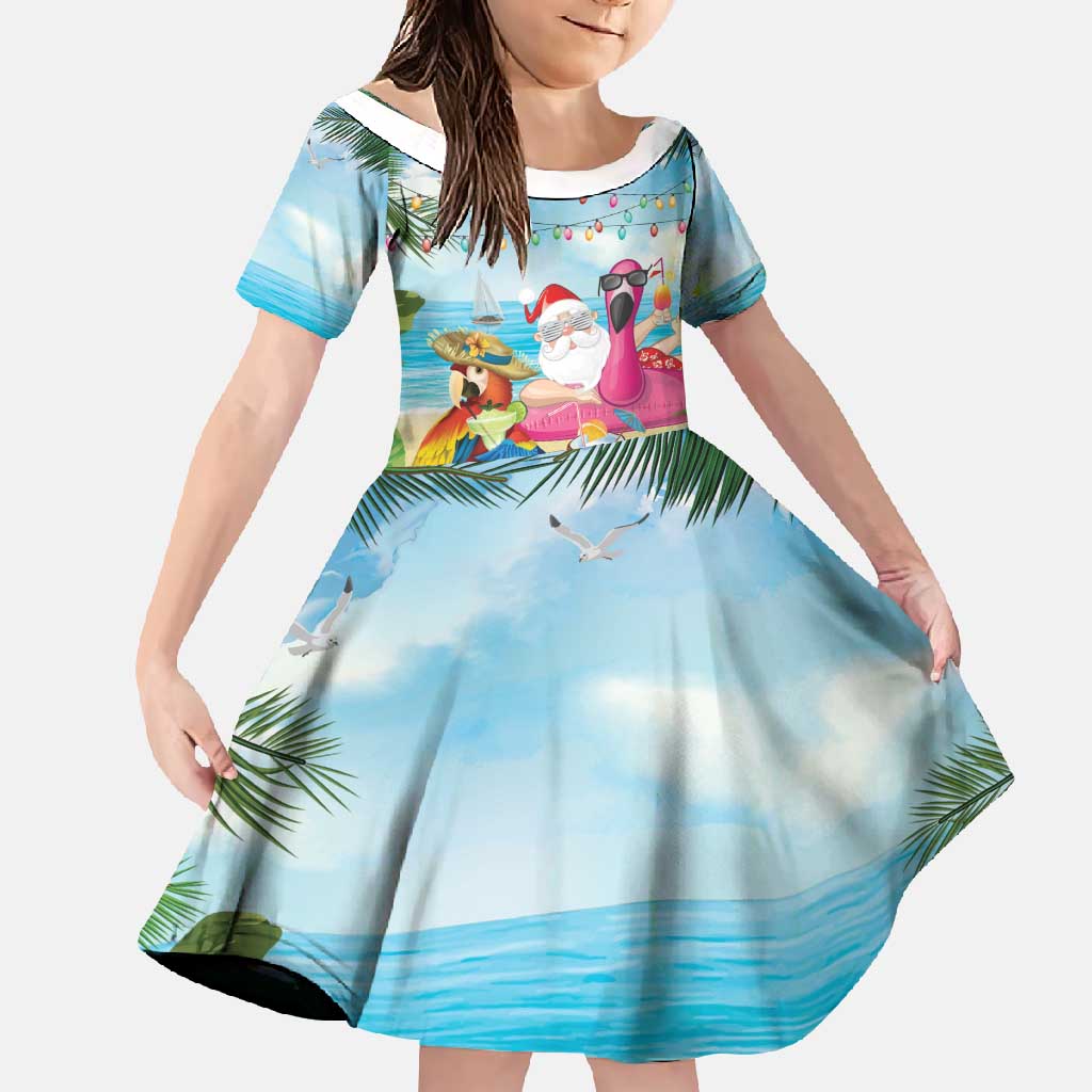 Have Yourself A Beachy Little Christmas Family Matching Long Sleeve Bodycon Dress and Hawaiian Shirt with Santa Chilling - Wonder Print Shop