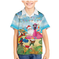 Have Yourself A Beachy Little Christmas Family Matching Mermaid Dress and Hawaiian Shirt with Santa Chilling - Wonder Print Shop