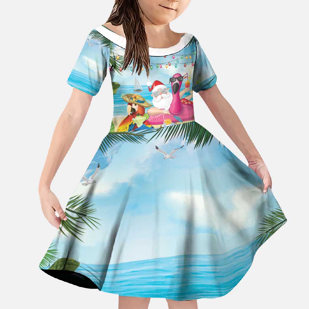 Have Yourself A Beachy Little Christmas Family Matching Off Shoulder Maxi Dress and Hawaiian Shirt with Santa Chilling - Wonder Print Shop