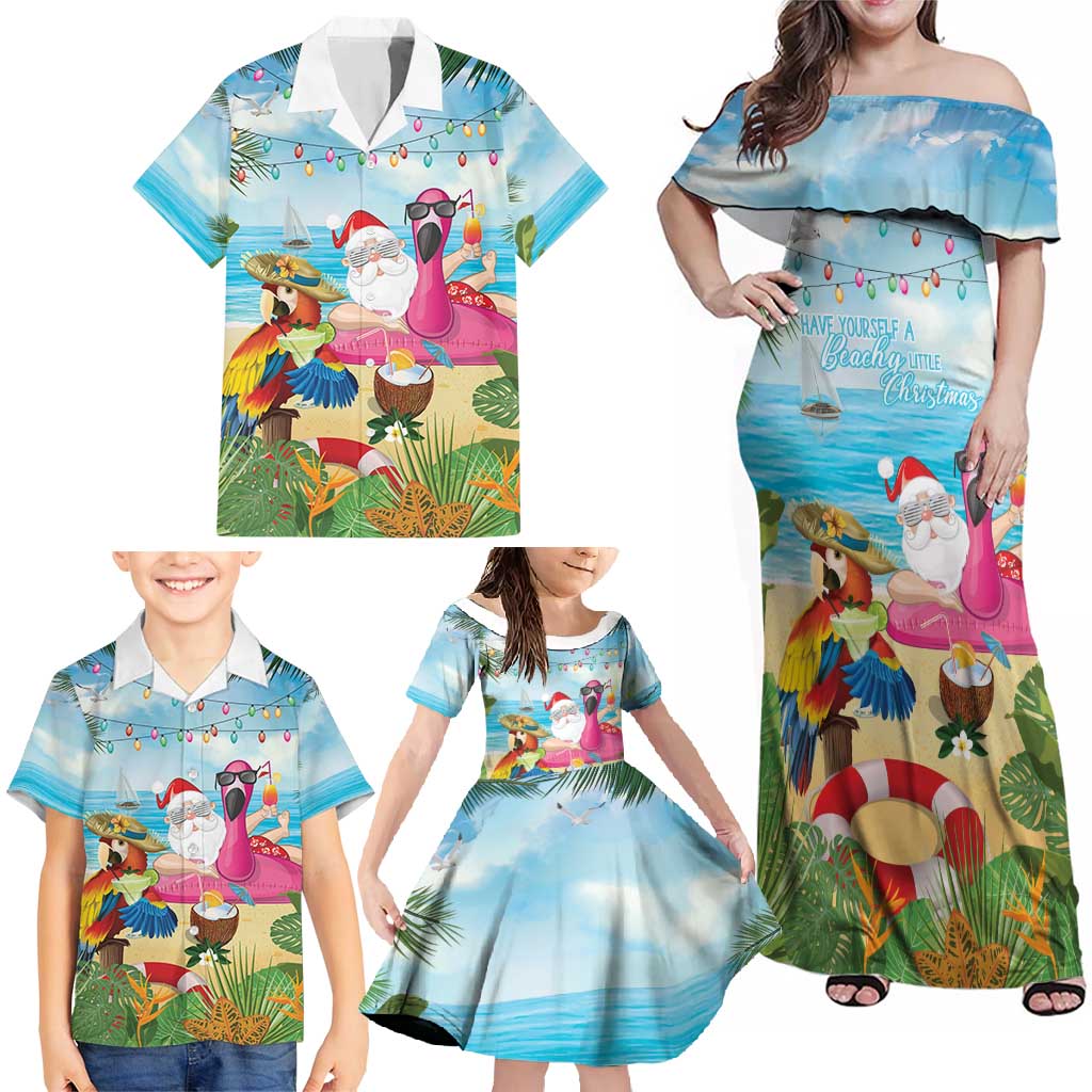 Have Yourself A Beachy Little Christmas Family Matching Off Shoulder Maxi Dress and Hawaiian Shirt with Santa Chilling - Wonder Print Shop