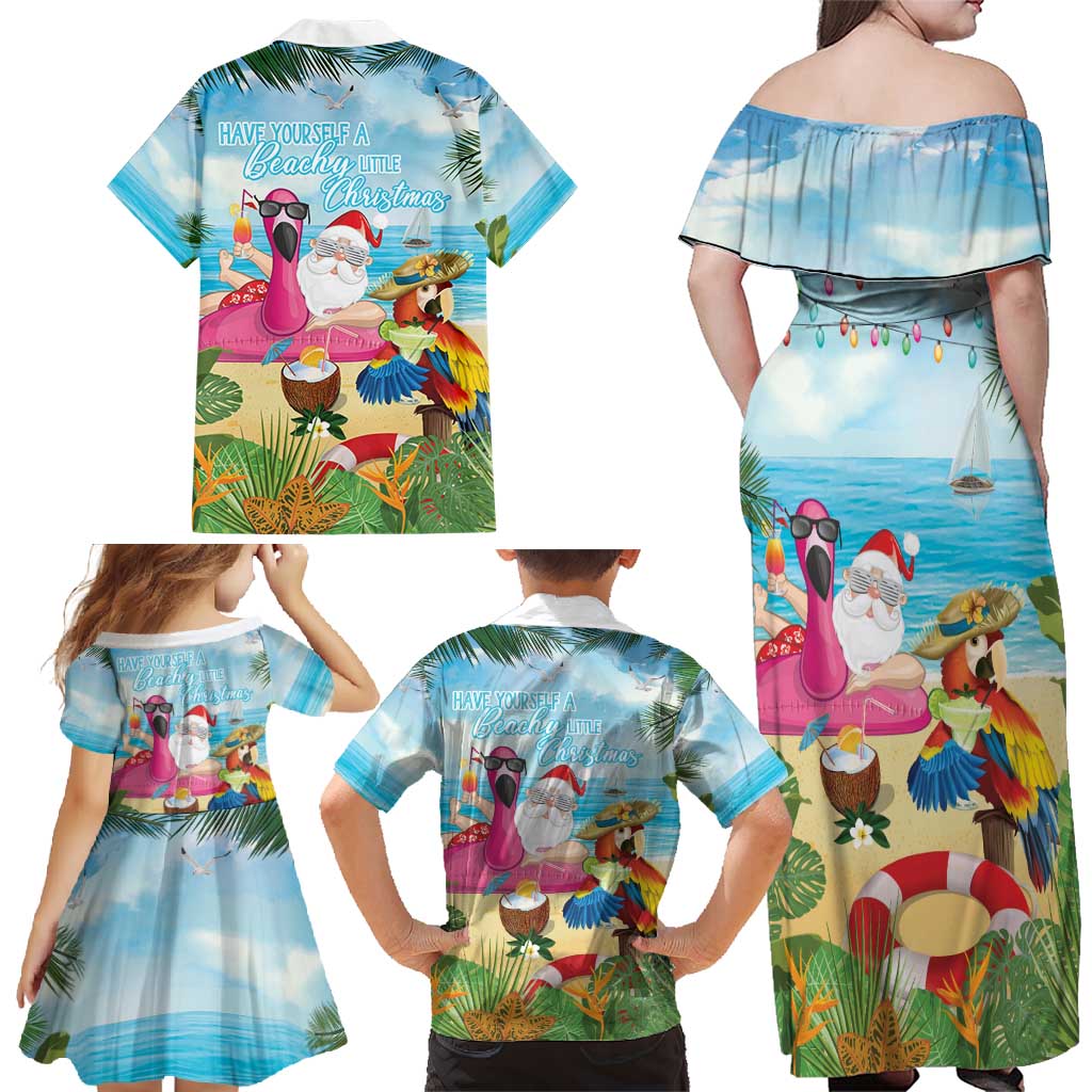 Have Yourself A Beachy Little Christmas Family Matching Off Shoulder Maxi Dress and Hawaiian Shirt with Santa Chilling - Wonder Print Shop