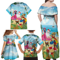 Have Yourself A Beachy Little Christmas Family Matching Off Shoulder Maxi Dress and Hawaiian Shirt with Santa Chilling - Wonder Print Shop