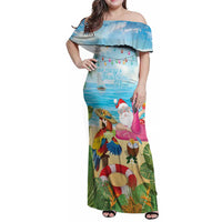 Have Yourself A Beachy Little Christmas Family Matching Off Shoulder Maxi Dress and Hawaiian Shirt with Santa Chilling - Wonder Print Shop
