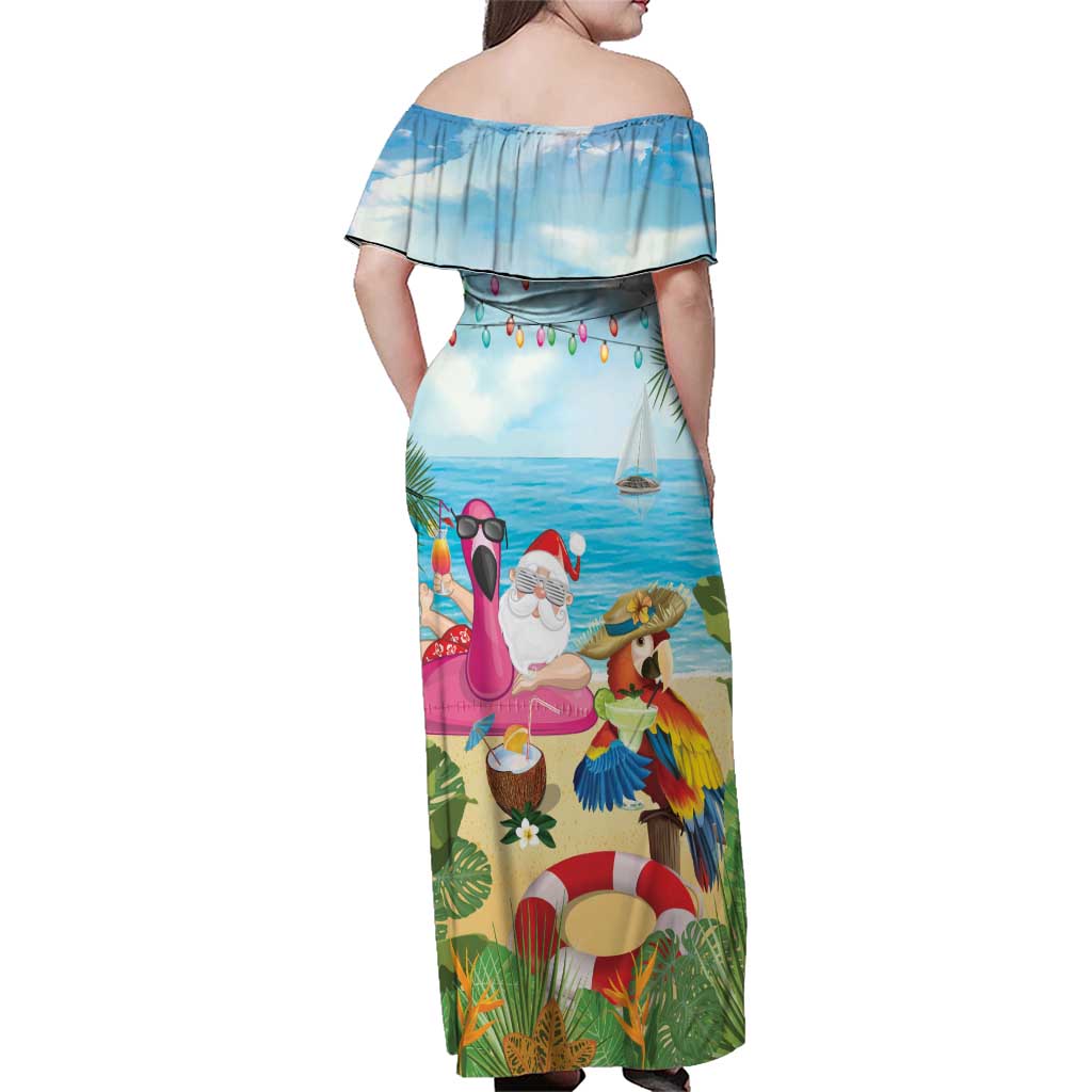 Have Yourself A Beachy Little Christmas Family Matching Off Shoulder Maxi Dress and Hawaiian Shirt with Santa Chilling - Wonder Print Shop