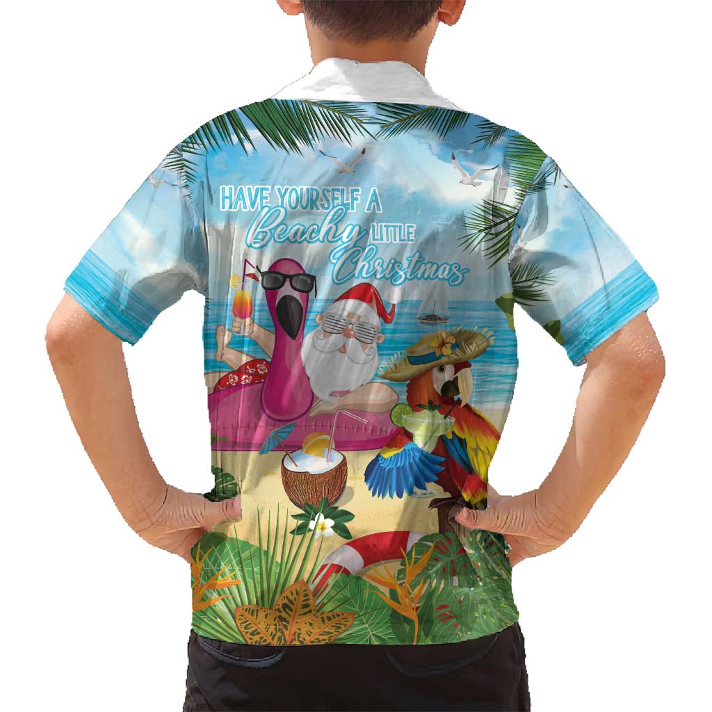 Have Yourself A Beachy Little Christmas Family Matching Off Shoulder Short Dress and Hawaiian Shirt with Santa Chilling - Wonder Print Shop