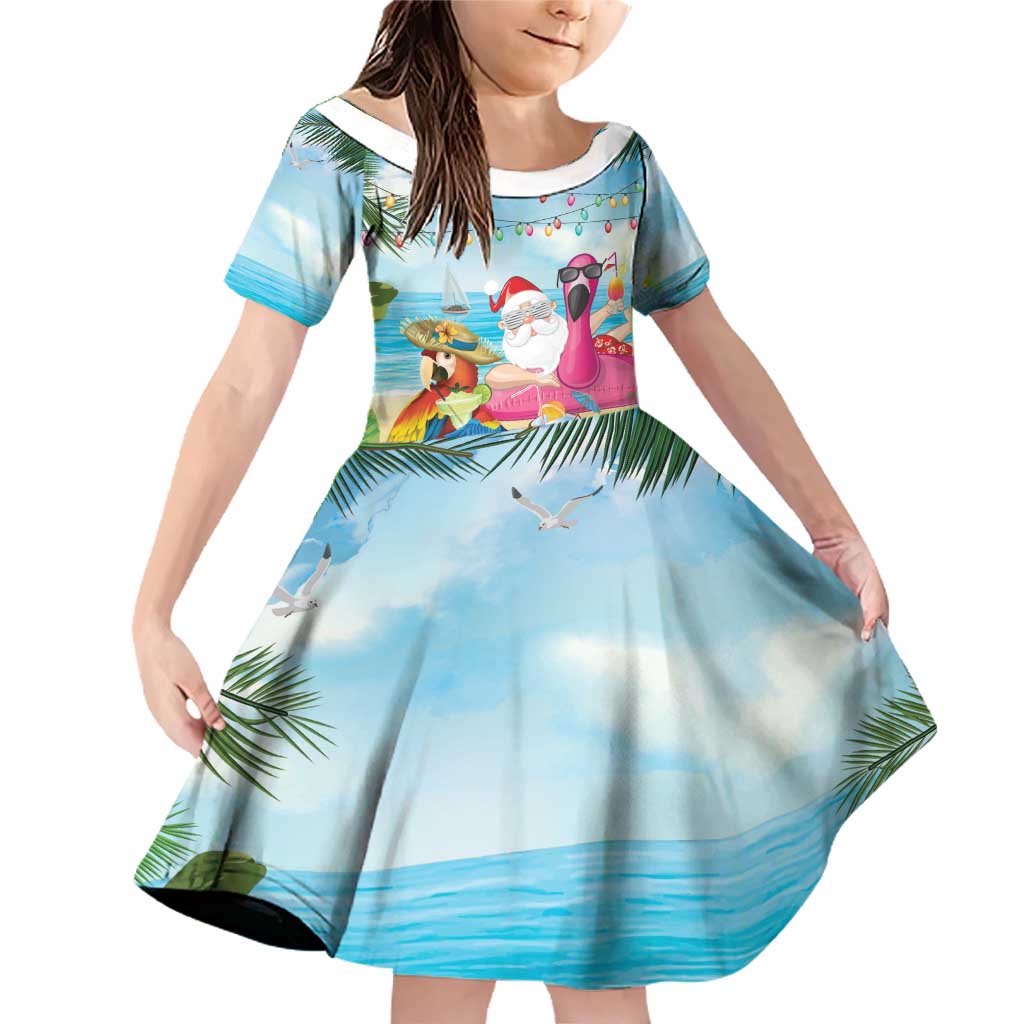 Have Yourself A Beachy Little Christmas Family Matching Off Shoulder Short Dress and Hawaiian Shirt with Santa Chilling - Wonder Print Shop