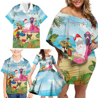 Have Yourself A Beachy Little Christmas Family Matching Off Shoulder Short Dress and Hawaiian Shirt with Santa Chilling - Wonder Print Shop
