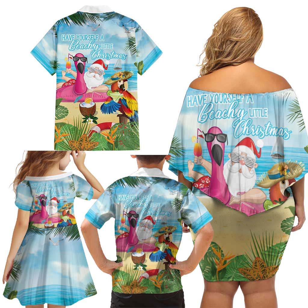 Have Yourself A Beachy Little Christmas Family Matching Off Shoulder Short Dress and Hawaiian Shirt with Santa Chilling - Wonder Print Shop