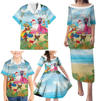 Have Yourself A Beachy Little Christmas Family Matching Puletasi and Hawaiian Shirt with Santa Chilling - Wonder Print Shop