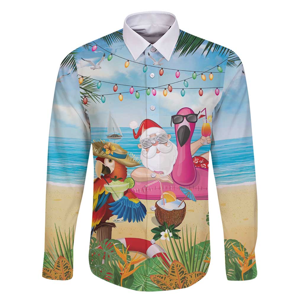 Have Yourself A Beachy Little Christmas Family Matching Puletasi and Hawaiian Shirt with Santa Chilling - Wonder Print Shop