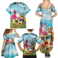 Have Yourself A Beachy Little Christmas Family Matching Summer Maxi Dress and Hawaiian Shirt with Santa Chilling - Wonder Print Shop