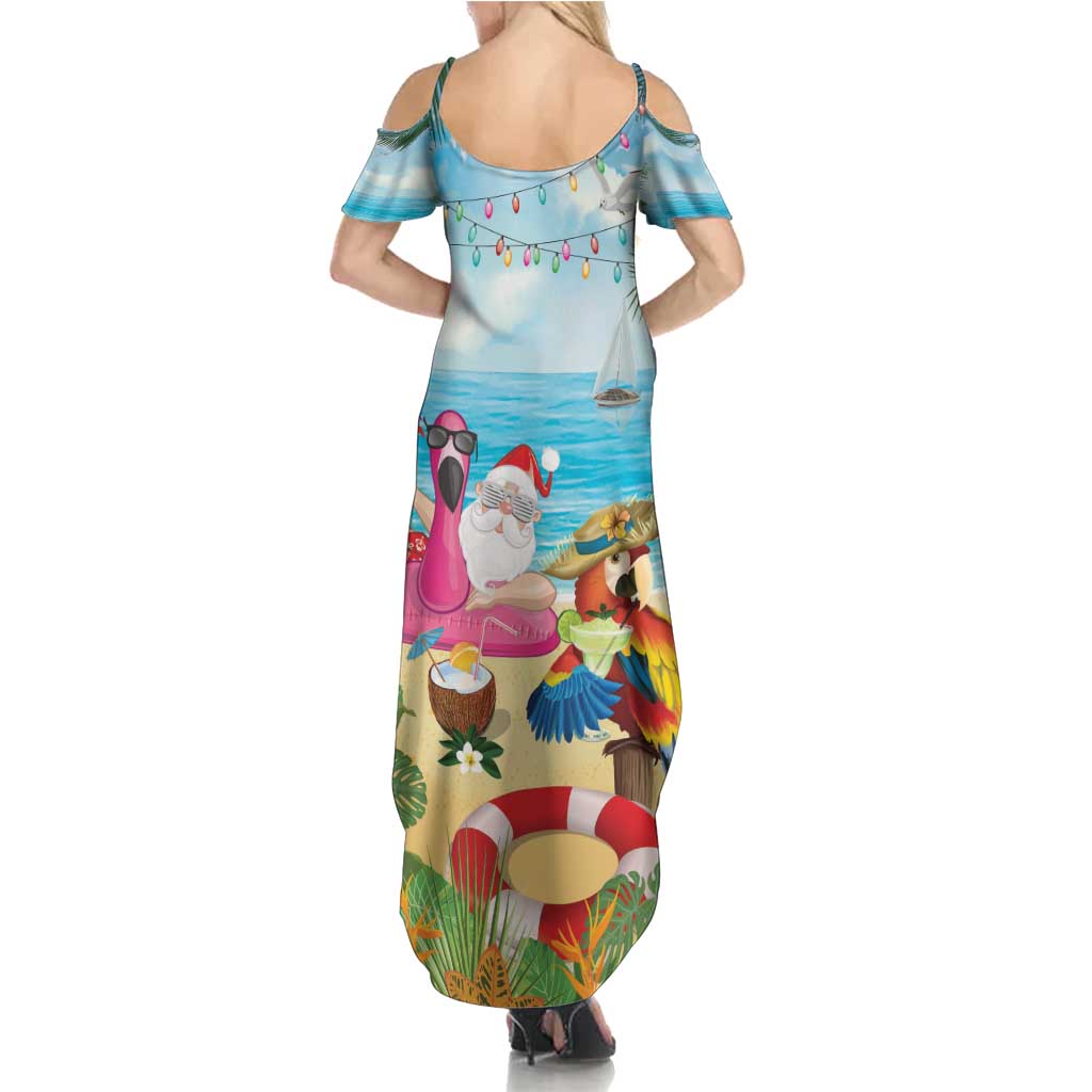 Have Yourself A Beachy Little Christmas Family Matching Summer Maxi Dress and Hawaiian Shirt with Santa Chilling - Wonder Print Shop