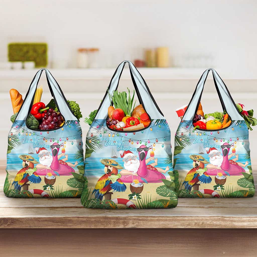 Have Yourself A Beachy Little Christmas Grocery Bag with Santa Chilling - Wonder Print Shop