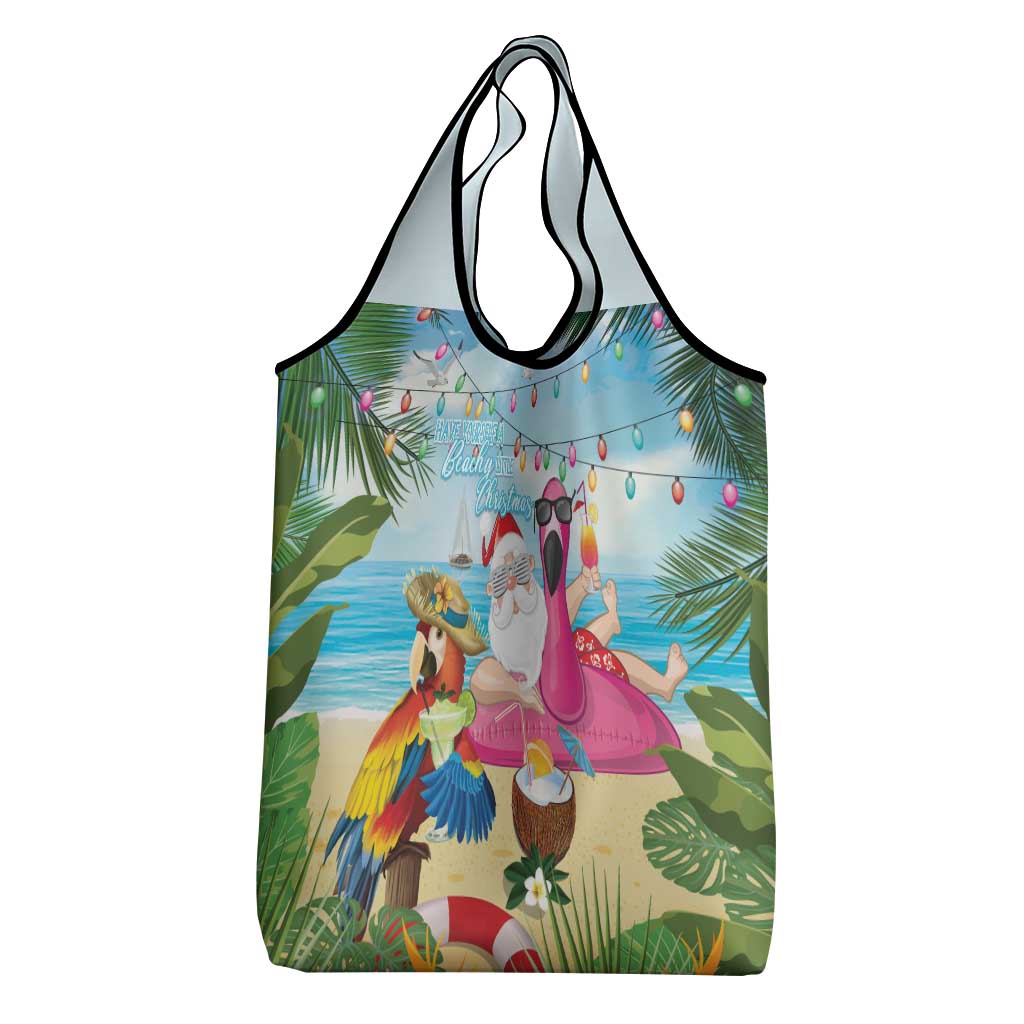 Have Yourself A Beachy Little Christmas Grocery Bag with Santa Chilling - Wonder Print Shop