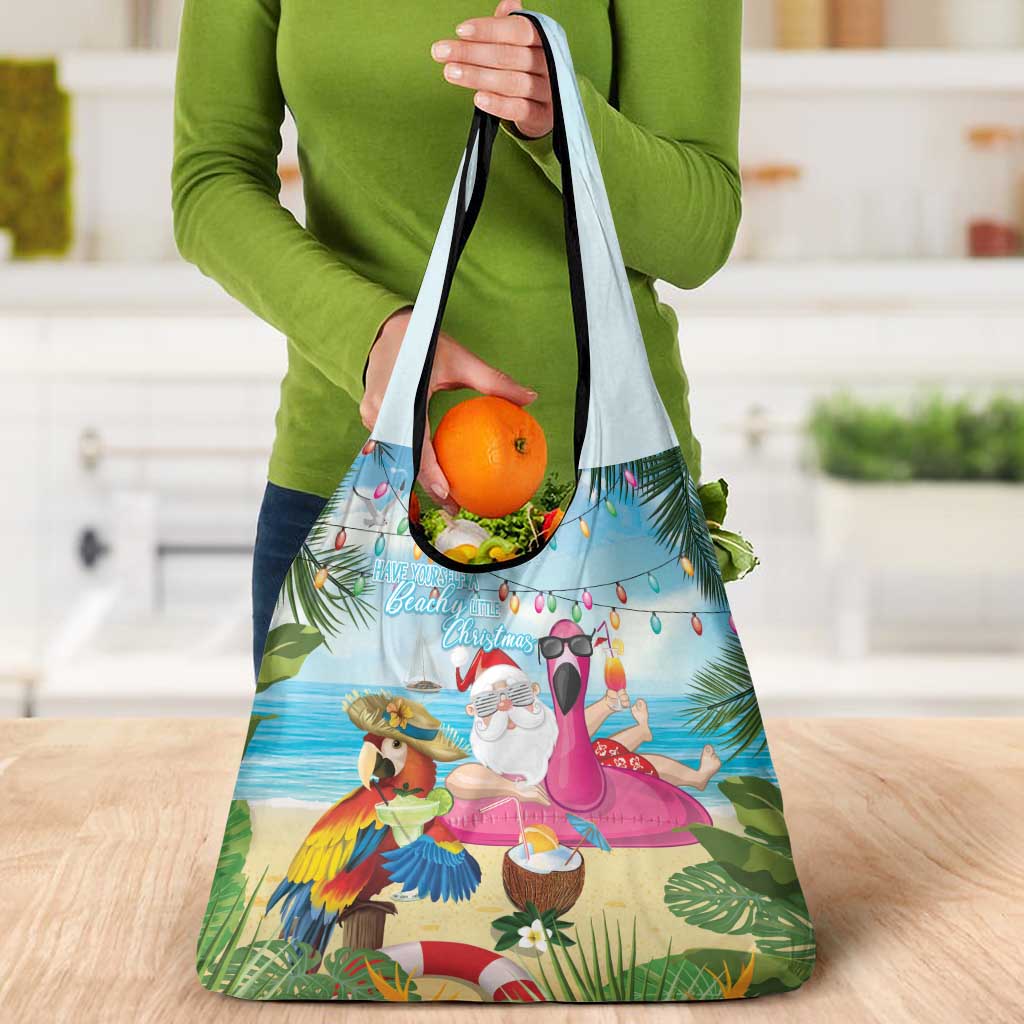 Have Yourself A Beachy Little Christmas Grocery Bag with Santa Chilling - Wonder Print Shop