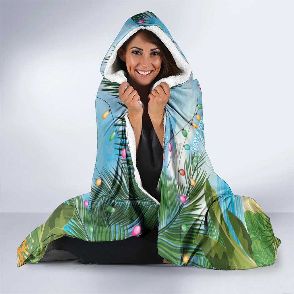 Have Yourself A Beachy Little Christmas Hooded Blanket with Santa Chilling - Wonder Print Shop