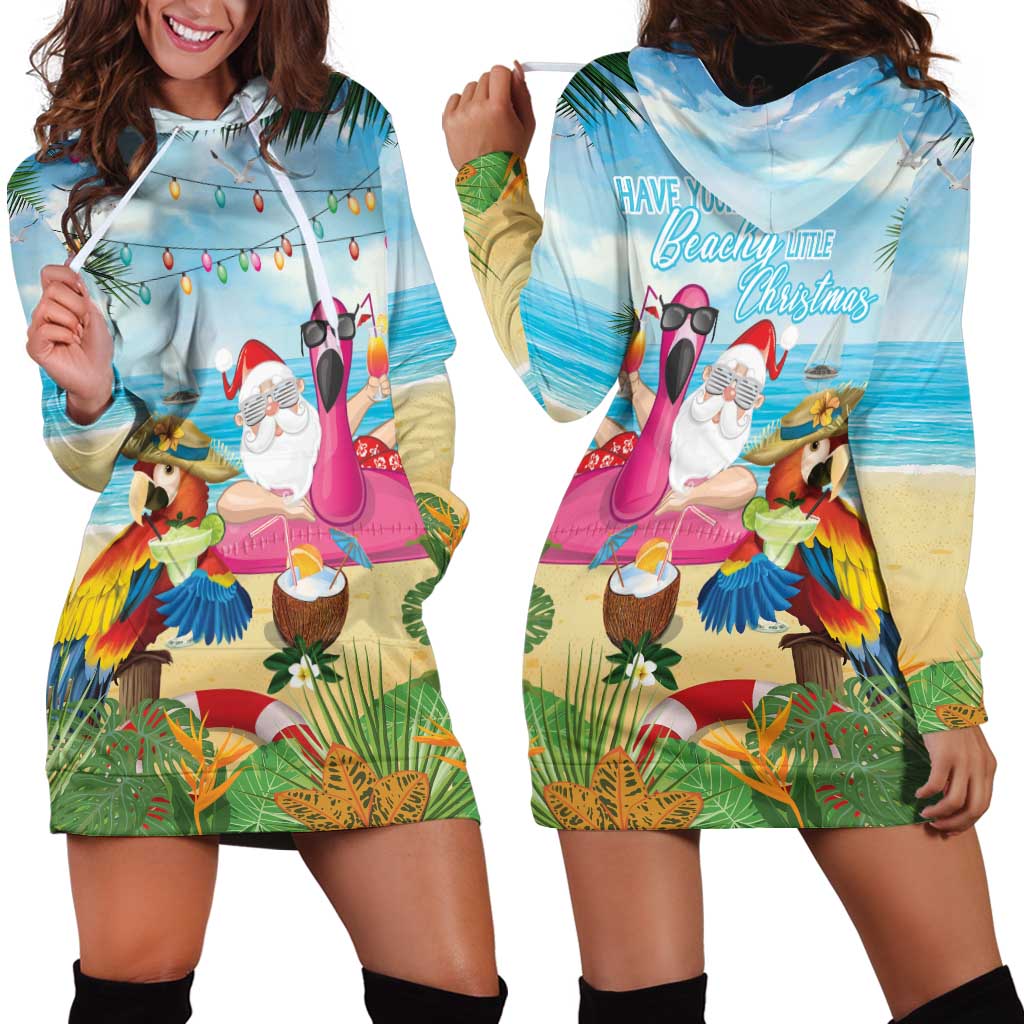 Have Yourself A Beachy Little Christmas Hoodie Dress with Santa Chilling - Wonder Print Shop