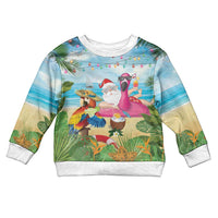 Have Yourself A Beachy Little Christmas Kid Ugly Christmas Sweater with Santa Chilling - Wonder Print Shop