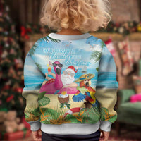 Have Yourself A Beachy Little Christmas Kid Ugly Christmas Sweater with Santa Chilling - Wonder Print Shop