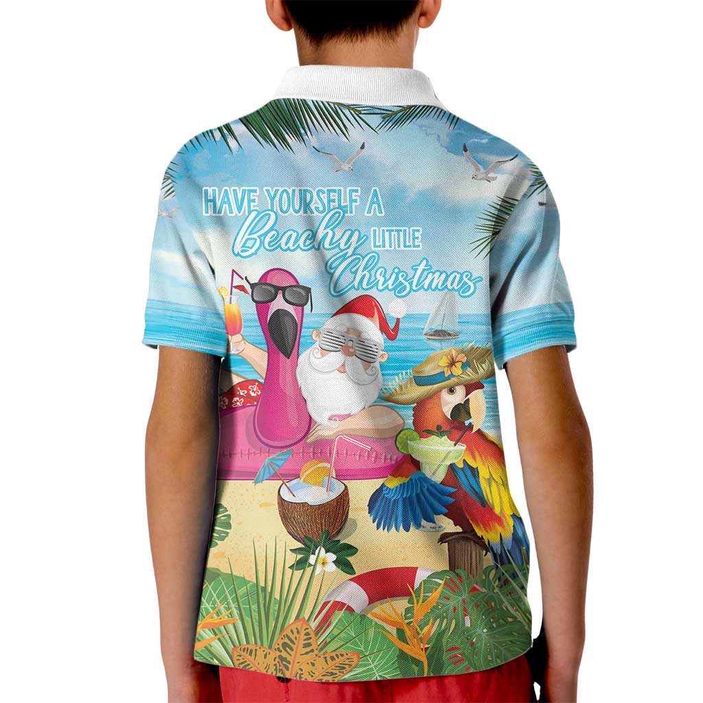 Have Yourself A Beachy Little Christmas Kid Polo Shirt with Santa Chilling - Wonder Print Shop