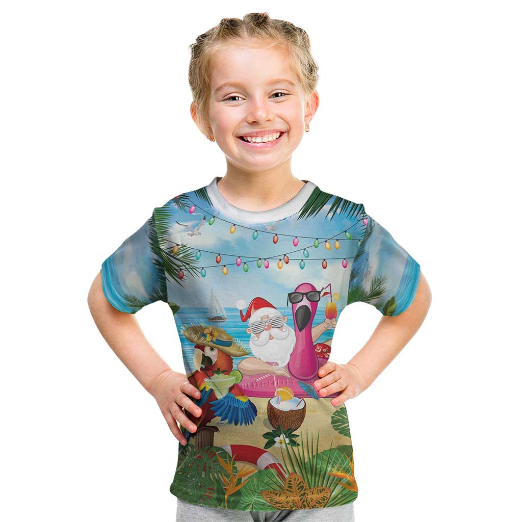 Have Yourself A Beachy Little Christmas Kid T Shirt with Santa Chilling - Wonder Print Shop